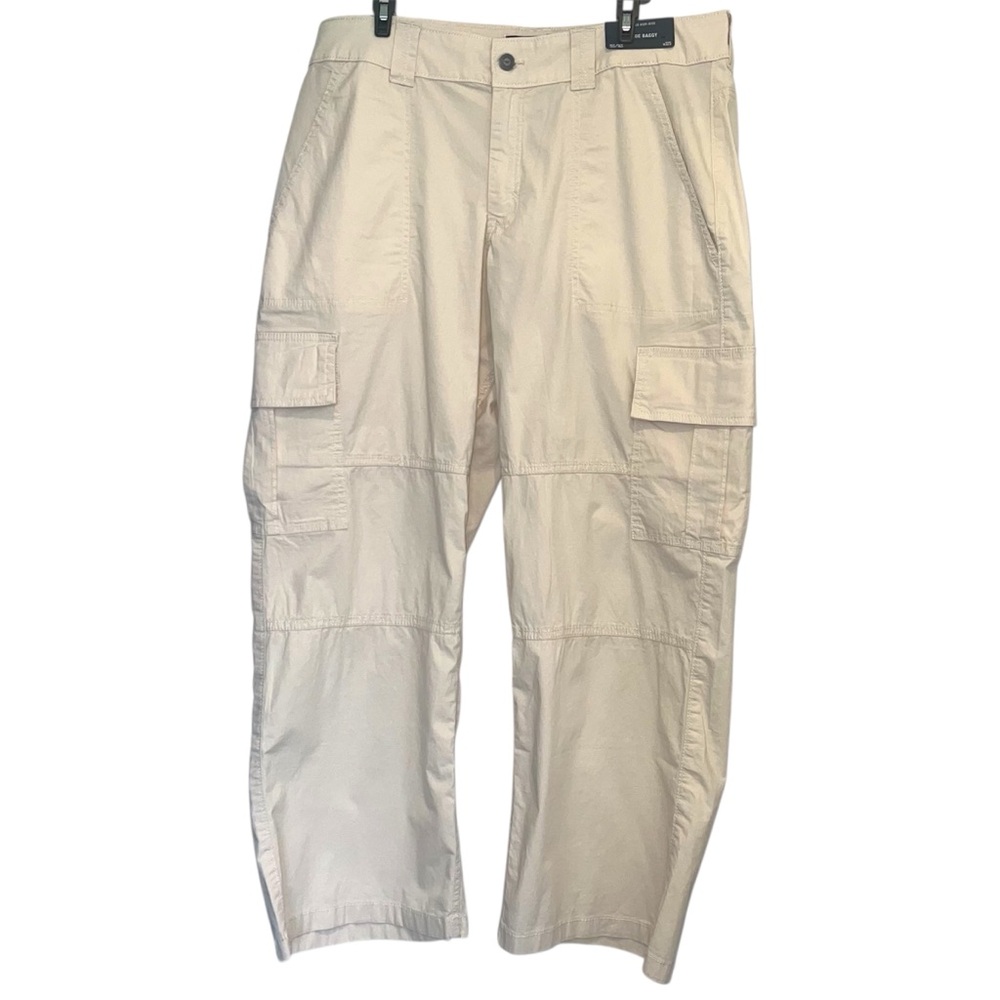 NWT Hollister High Rise Vintage Baggy Pants 15S/14S (W32) Ivory Cargo Utility